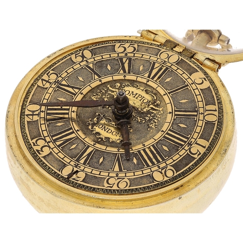 689 - Thomas Tompion, London - 17th century gilded pair cased verge pocket watch, the fusee movement signe... 