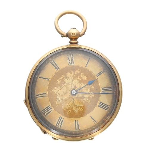 693 - Stauffer (SS&C) 18ct cylinder fob watch, signed gilt bar movement, inscribed 'W. Bishop & So... 