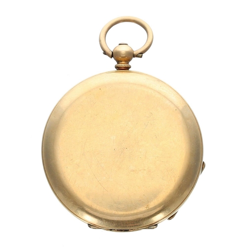 693 - Stauffer (SS&C) 18ct cylinder fob watch, signed gilt bar movement, inscribed 'W. Bishop & So... 