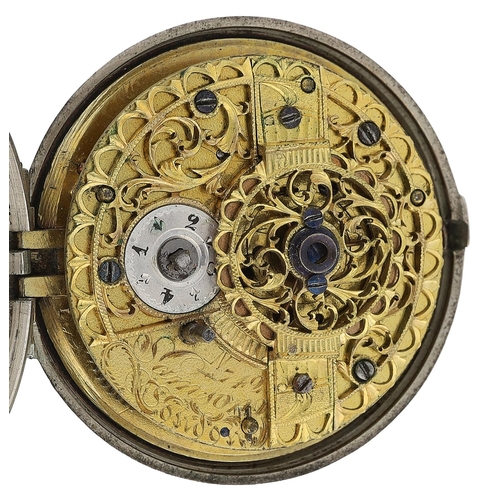 694 - Samson, London - 18th century white metal and tortoiseshell triple cased verge pocket watch, the fus... 