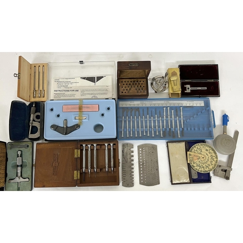 981 - Quantity of assorted tools to include a Depth Gauge Micrometer, with box; B.S Micrometer; Hardinge E... 