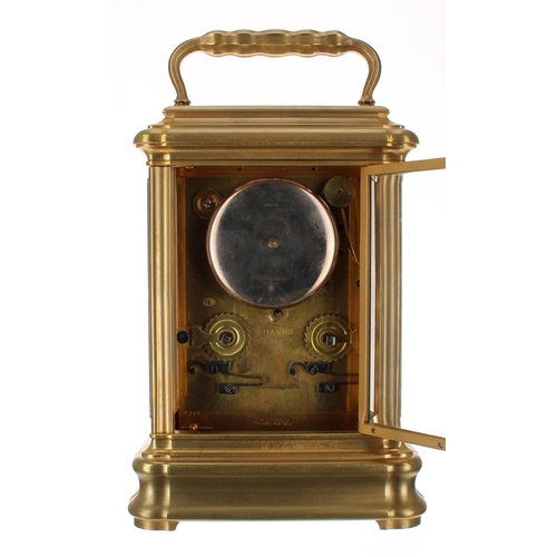 1235 - Good Drocourt giant carriage clock striking on a large bell, the movement back plate stamped with th... 