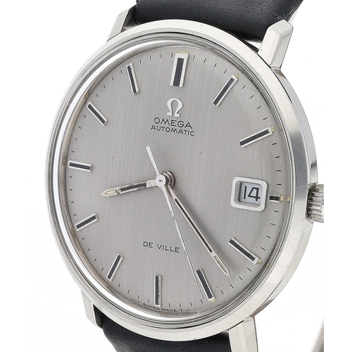 33 - Omega De Ville automatic stainless steel gentleman's wristwatch, circa 1960s,  grey dial with a vert... 