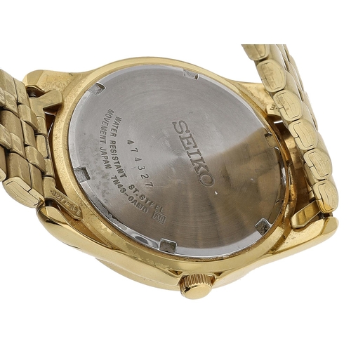 343 - Seiko gold plated and stainless steel gentleman's wristwatch, reference no. 7N43-0AM0, champagne dia... 