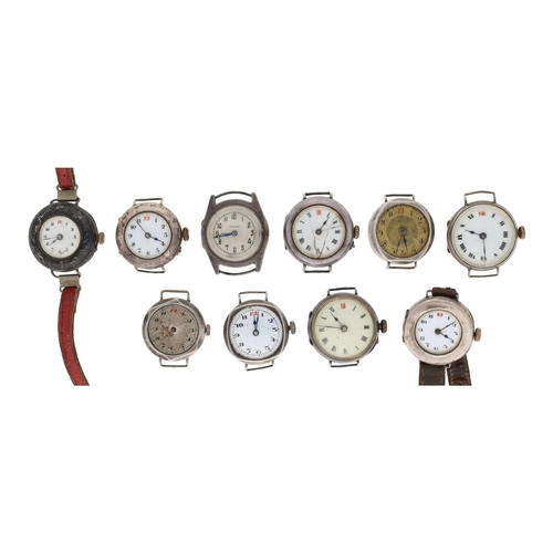 379 - Ten silver wire-lug wristwatches for repair (10)