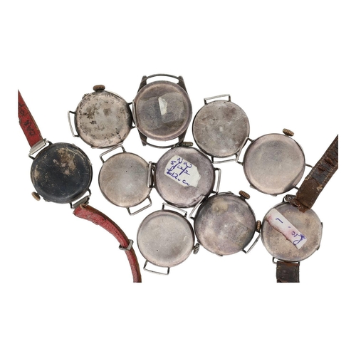 379 - Ten silver wire-lug wristwatches for repair (10)