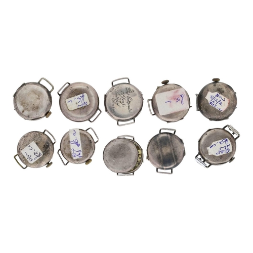 387 - Ten silver wire-lug wristwatches for repair (10)