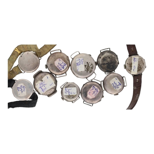 384 - Ten silver wire-lug wristwatches for repair (10)