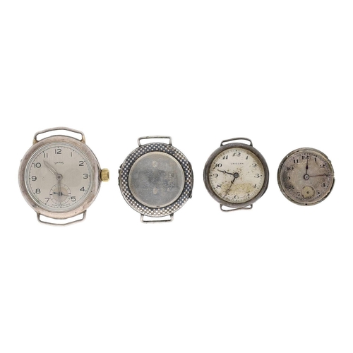 380 - Smiths silver wire-lug wristwatch, import hallmarks London 1917, signed circular silvered dial with ... 