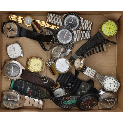 411 - Five Swatch wristwatches; together with a quantity of quartz wristwatches to include Timex, Imado, B... 