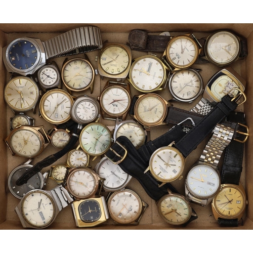 412 - Quantity of automatic gentleman's wristwatches for repair to include Bulova, Seiko, Timex, Eden-Mati... 