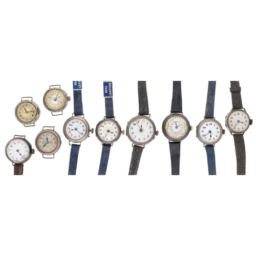 420 - Ten silver ladies wire-lug wristwatches for repair (10)