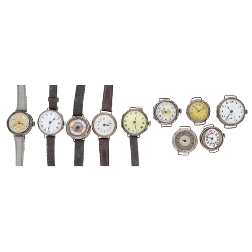 405 - Ten silver ladies wire-lug wristwatches for repair (10)