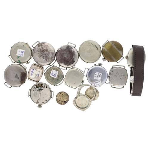 432 - Eight gentleman's wire-lug wristwatches; together with six cushion cased wire-lug gentleman's wristw... 