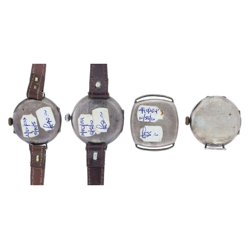 417 - Two Buren silver wire-lug wristwatches for repair; together with a further silver wire-lug wristwatc... 