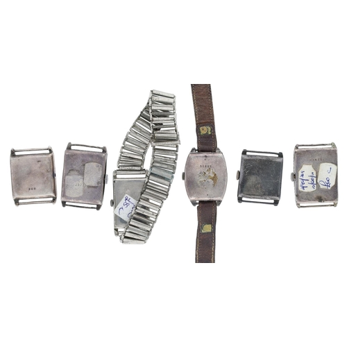 415 - Five silver wire-lug gentleman's wristwatches for repair; together with a further wire-lug gentleman... 