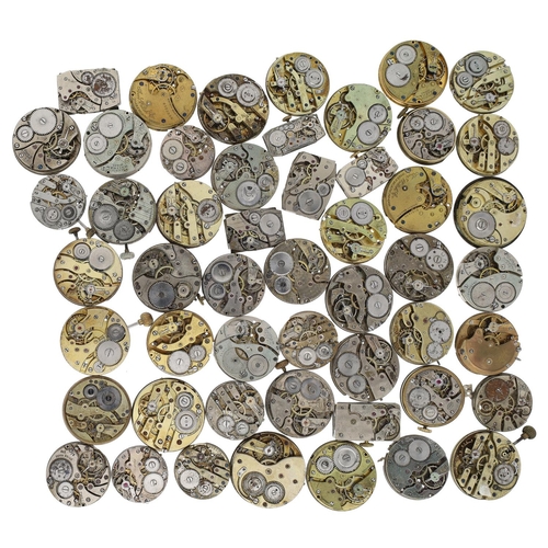 490 - Quantity of wristwatch/fob watch movements to include American Waltham, Cyma, Rotary (50 approx)... 