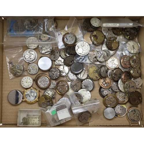 487 - Quantity of wristwatch movements to include Accurist, Smiths, Avia, Rone, Majex, Marvin, Rotary (100... 