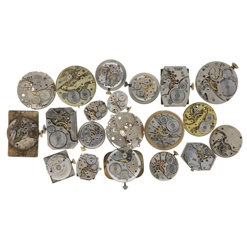 495 - Quantity of wristwatch movements to include Longines, Bueche-Girod, Bulova, Rotary Maximus, Buren, C... 