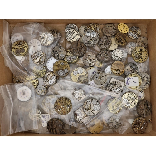 519 - Quantity of wristwatch movements to include American Waltham, Elgin National Watch Co., Ingersoll (1... 