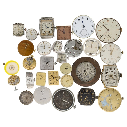 532 - Quantity of wristwatch movements to include Bulova; Bueche-Girod; Jaeger-LeCoultre; Crusader; Girard... 