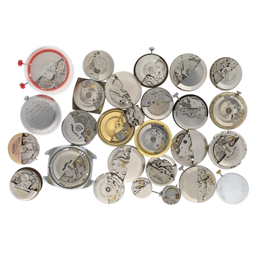 526 - Twenty-five wristwatch movements to include Seiko; Felca; Roamer; Cyma; Rotary; Juvenia; Universal; ... 