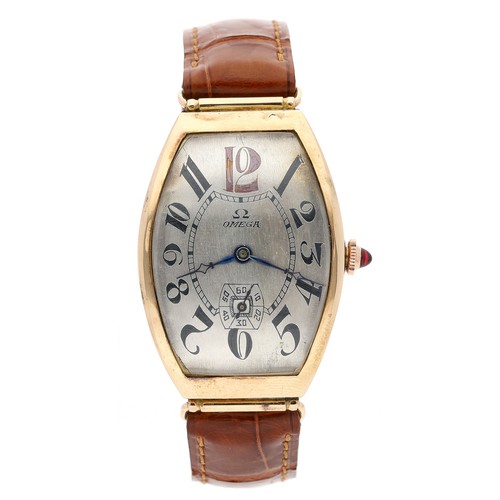 10 - Rare Omega Art Deco rose gold tonneau cased gentleman's wristwatch, serial no. 8237xxx, circa 1935, ... 