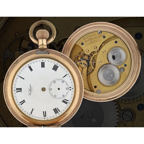 672 - American Waltham 'Bond St.' gold plated lever half hunter pocket watch, serial no. 16689942, circa 1... 