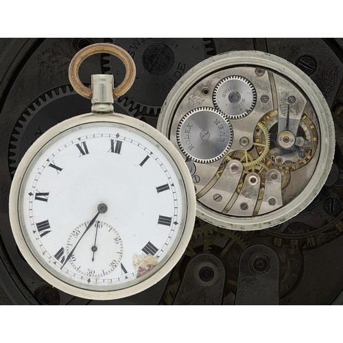 690 - Rolex nickel cased lever pocket watch, signed movement, the dial with Roman numerals minute track an... 