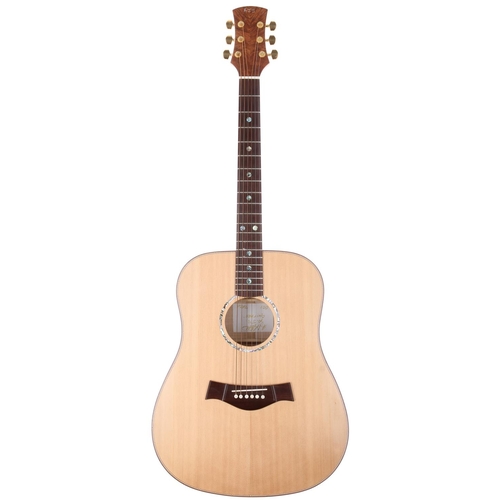 187 - Anthony John Skelton Dreadnought acoustic guitar, made in England; Back and sides: natural curly map... 