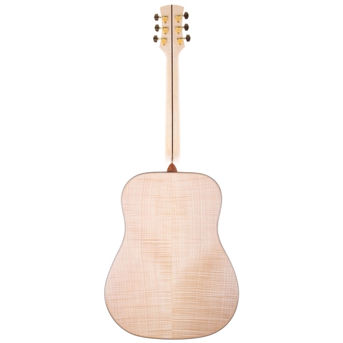 187 - Anthony John Skelton Dreadnought acoustic guitar, made in England; Back and sides: natural curly map... 