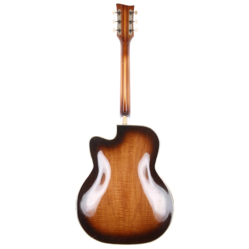 201 - 1950s Klira archtop guitar, made in Germany; Body: tobacco sunburst finished maple back and sides an... 