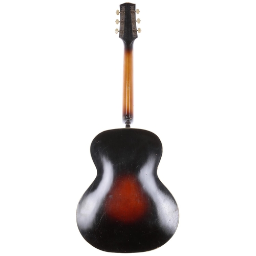 203 - 1930s Radiotone archtop guitar, made in Czechoslovakia; Back and sides: tobacco sunburst finish, lig... 