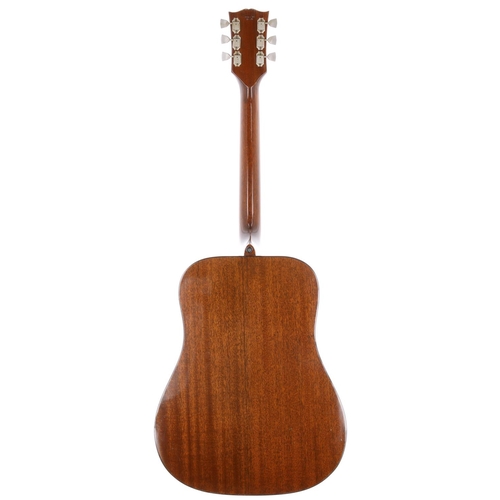 205 - Mid 1970s Gibson J-45 Deluxe acoustic guitar, made in USA; Back and sides: mahogany, light buckle ma... 