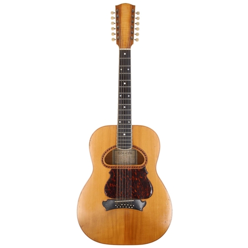240 - 1966 Anthony Zemaitis twelve string acoustic guitar, made in England; Back and sides: natural maple,... 
