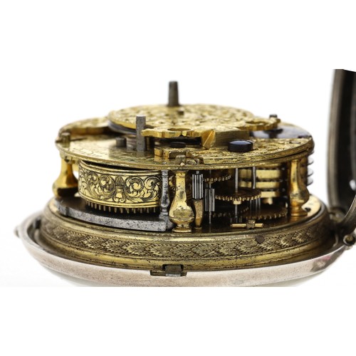 688 - J. Paulet, London - early 18th century repeating white metal pair cased verge pocket watch, the fuse... 