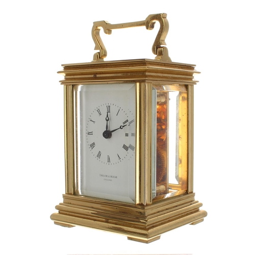 1236 - Miniature carriage clock timepiece, the back plate stamped Made in England, 11 jewels, the dial sign... 