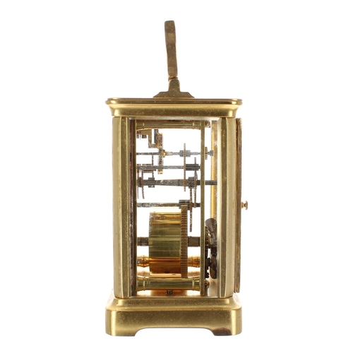 1238 - Carriage clock timepiece, within a corniche gilded brass case, 5.75