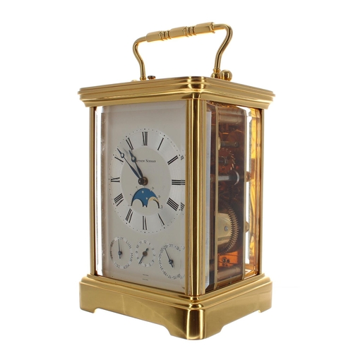 1244 - Fine Matthew Norman repeater and calendar carriage clock with moon phase, the back plate inscribed M... 