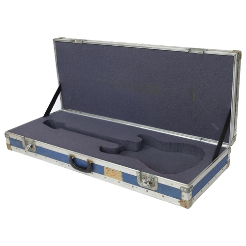 1084 - CB electric guitar hard case; together with a homemade wooden electric guitar hard case and a heavy ... 