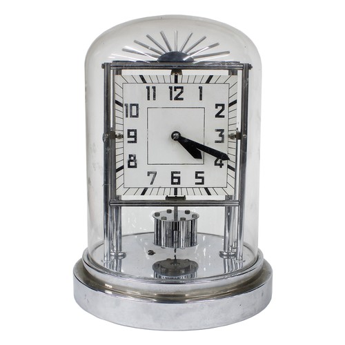 1109 - Rare Bulle Art Deco chrome electric mantel clock, the 4.75