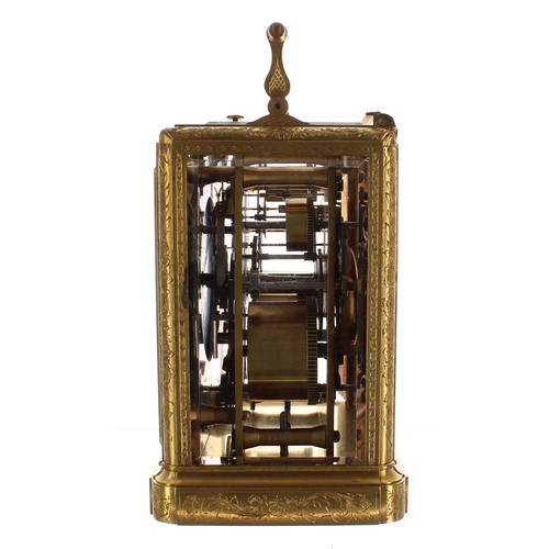 1245 - Paul Garnier repeater carriage clock with alarm, the movement with chaff-cutter escapement, signed t... 