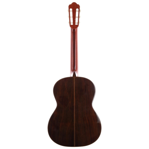 1552 - Asturias John Mills Model classical guitar, made in Japan; Back and sides: rosewood, hairline crack ... 