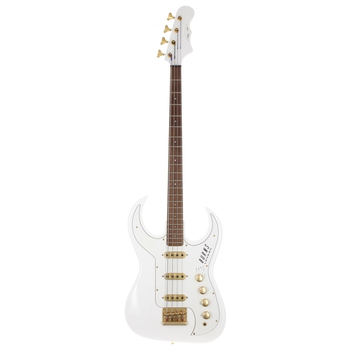 373 - Burns Bison Series Bison bass guitar, made in Korea; Body: white finish, a few blemishes and dings t... 