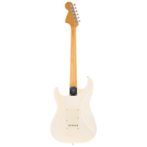 379 - 1966 Fender Stratocaster electric guitar, made in USA; Body: Olympic white refinish, light checking ... 