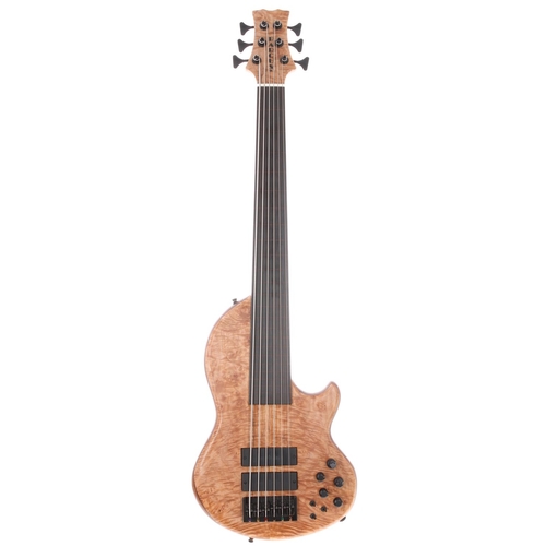 385 - 2018 Greg Barcus Custom six string fretless bass guitar, made in USA; Body: chambered mahogany body ... 