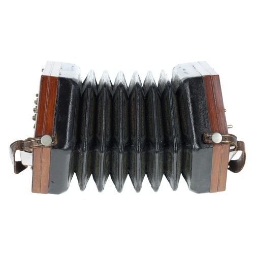 2513 - Lachenal & Co McCann duet concertina, with thirty-nine metal keys on pierced rosewood ends, six-... 