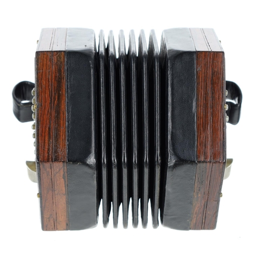 2517 - C. Wheatstone & Co English concertina, with forty-eight metal buttons on pierced rosewood ends, ... 