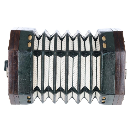 2520 - Rare Louis Lachenal patent baritone concertina of rectangular octagonal form, with fifty-one metal b... 