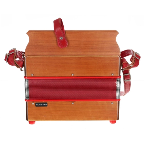 2529 - Serenellini Italian made button melodeon, with three voices and tuned in D/G, within plush lined har... 